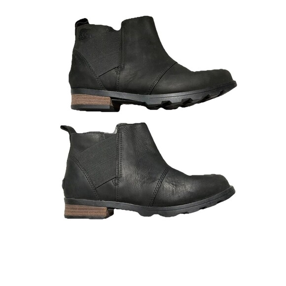 Sorel Shoes - Sorel Emelie Chelsea Booties Black Leather NL2671-010 Women's Sz 8.5 (Fits 7/7.5